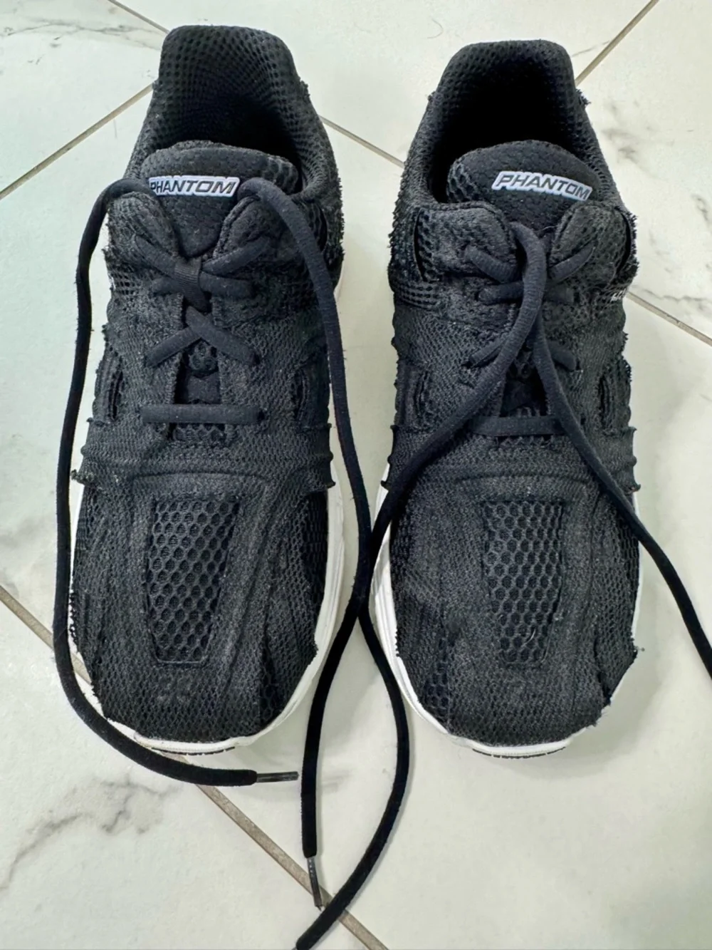Balenciaga Black Mesh Sneakers with White Sole and Logo Heel - Picture 3 of 5